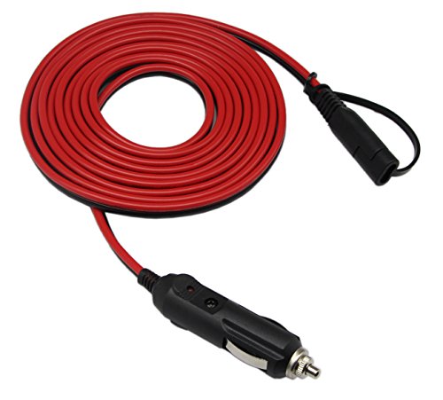 シガーライターSAEバッテリー充電器ケーブル、CERRXIAN 12V 15Aシガレットライタープラグ、防水SAEクイックリリースアダプターの延長ケーブルヒューズとLEDライト（3メートル）