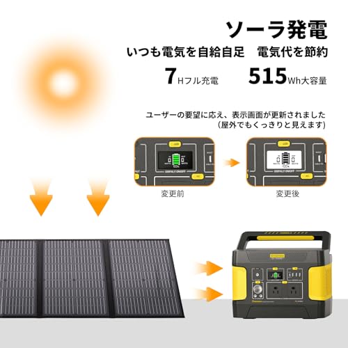 Evopow ポータブル電源 リン酸鉄 大容量 515Wh/160938mAh 出力600W