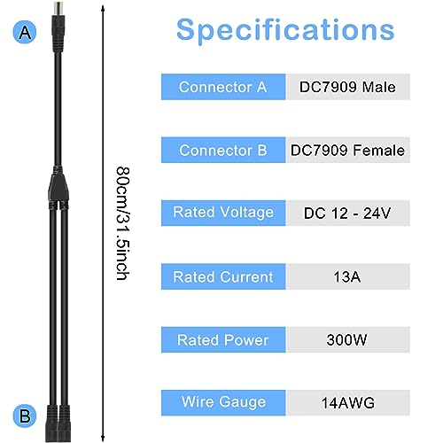 Xiatiaosann ソーラパネル並列接続用、DC 8mm DC7909分岐変換アダプター ポータブル発電所用ソーラーパネル Jackery 用、Goal Zero 用、Bluetti 14AWG 用、1 オス - 2 メス電源コード