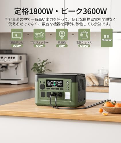 EENOUR ポータブル電源 P1000PLUS 大容量 1024Wh/320000mAh 43分満充電 APP対応 AC充電ワット数調整可 高出力 定格1800W(瞬間最大3600W) AC/DC/USB出力 PD100W LEDライト付 UPS機能 リン酸鉄リチウム電池 PSE認証済 純正弦波 50Hz/60Hz MPPT制御 防災グッズ 車中泊 キャンプ用 ソーラーパネル100W付き