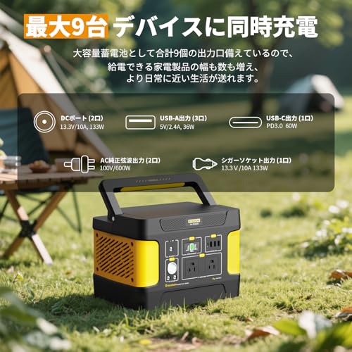 Evopow ポータブル電源 リン酸鉄 大容量 515Wh/160938mAh 出力600W