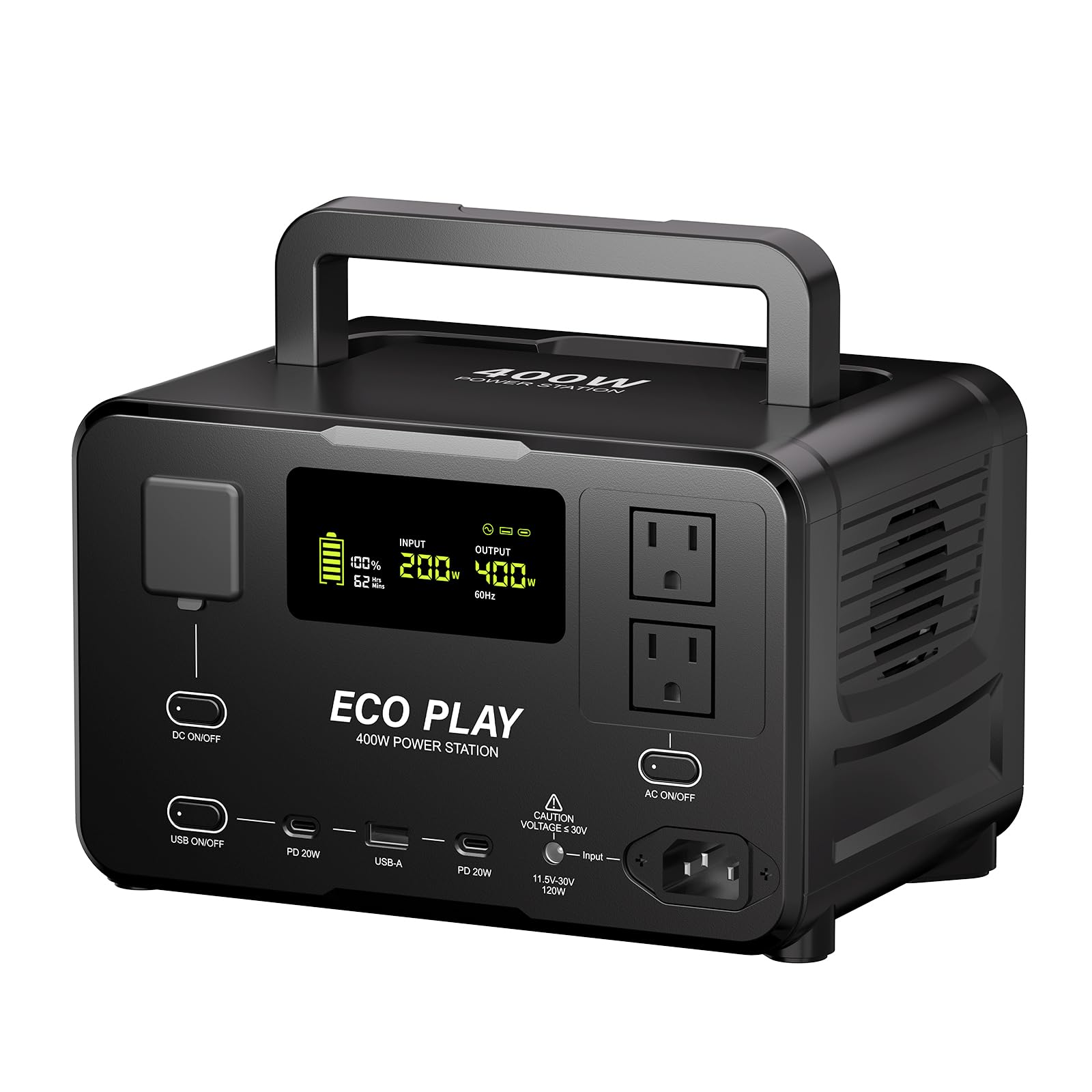 【理想の軽量化を実現したデザイン】Eco Play EP400 ポータブル電源 大容量 蓄電池 256Wh リン酸鉄リチウムイオン 60分で100%充電 高出力AC400W ポータブルバッテリー 6台同時充電 長寿命10年 純正弦波 MPPT制御 UPS機能 家庭用 節電 停電対策 車中泊 キャンプ 非常用電源 防災グッズ