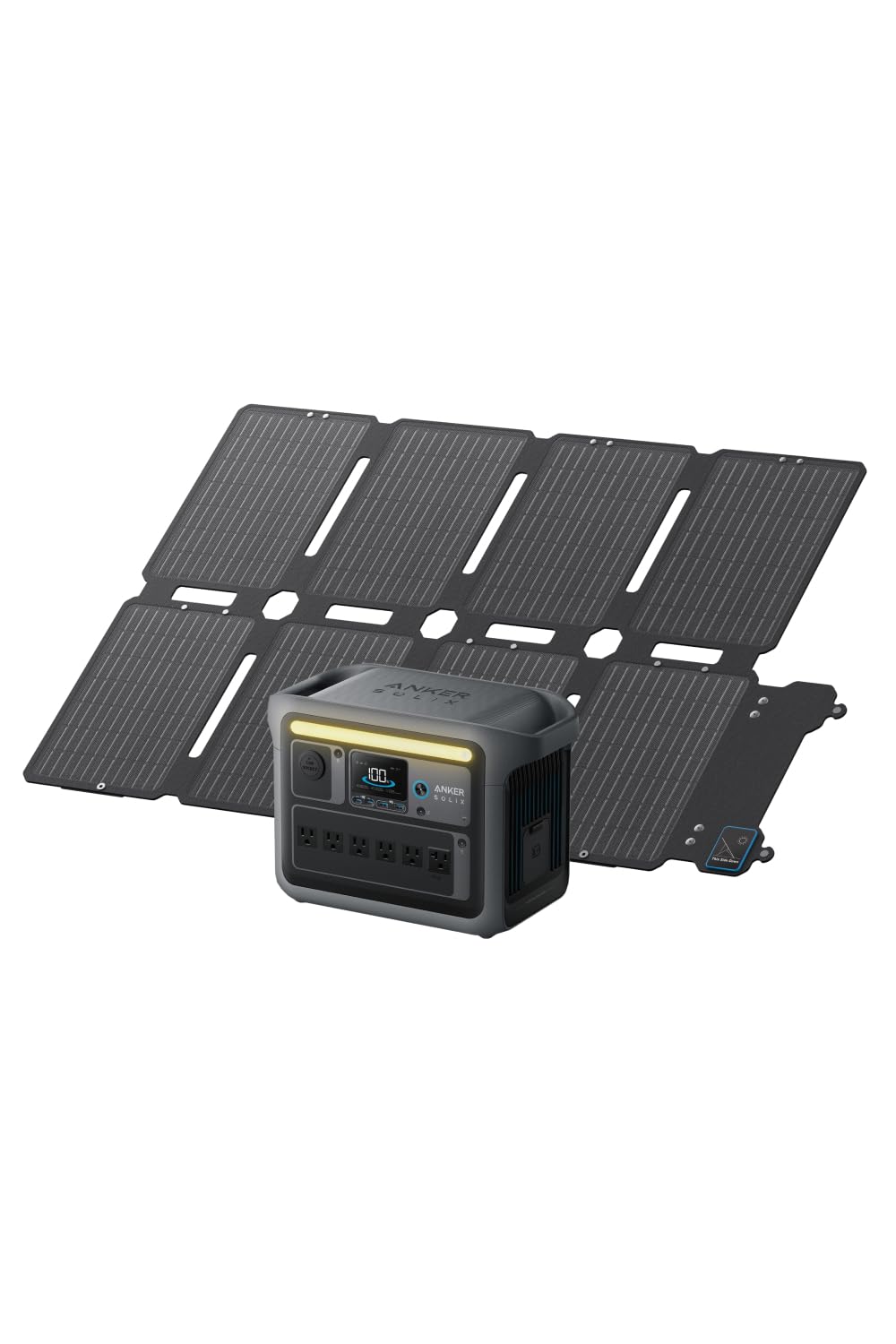 Anker Solix C1000 Portable Power Station(ダークグレー）& Solix PS100 Compact Portable Solar Panel 1056Whポータブル電源と100Wコンパクトソーラーパネルセット 58分急速充電 大容量 高出力 定格1500W 長寿命10年 リン酸鉄 コンパクト パススルー アプリ 太陽光発電 キャンプ 停電対策 防災推奨