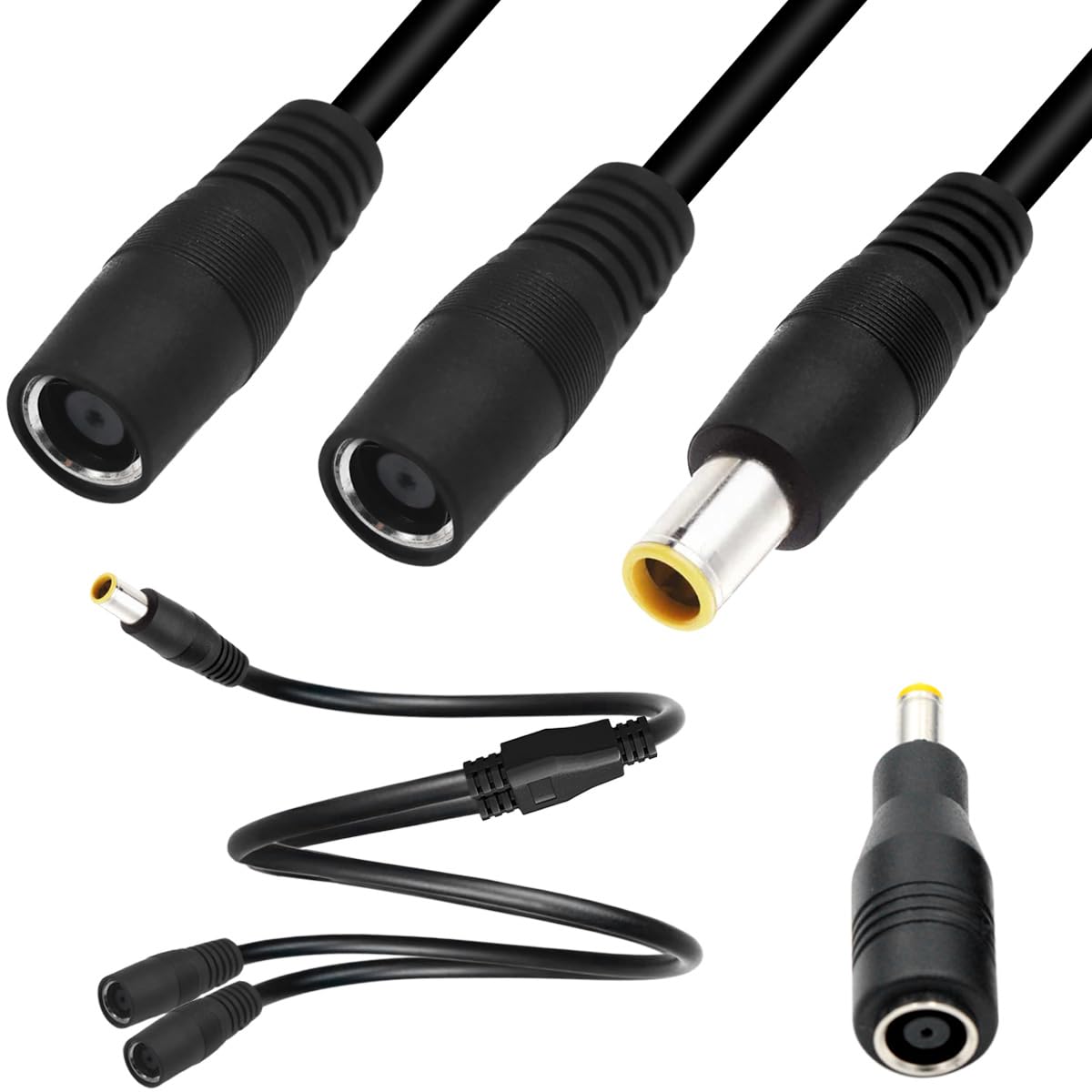 Xiatiaosann ソーラパネル並列接続用、DC 8mm DC7909分岐変換アダプター ポータブル発電所用ソーラーパネル Jackery 用、Goal Zero 用、Bluetti 14AWG 用、1 オス - 2 メス電源コード