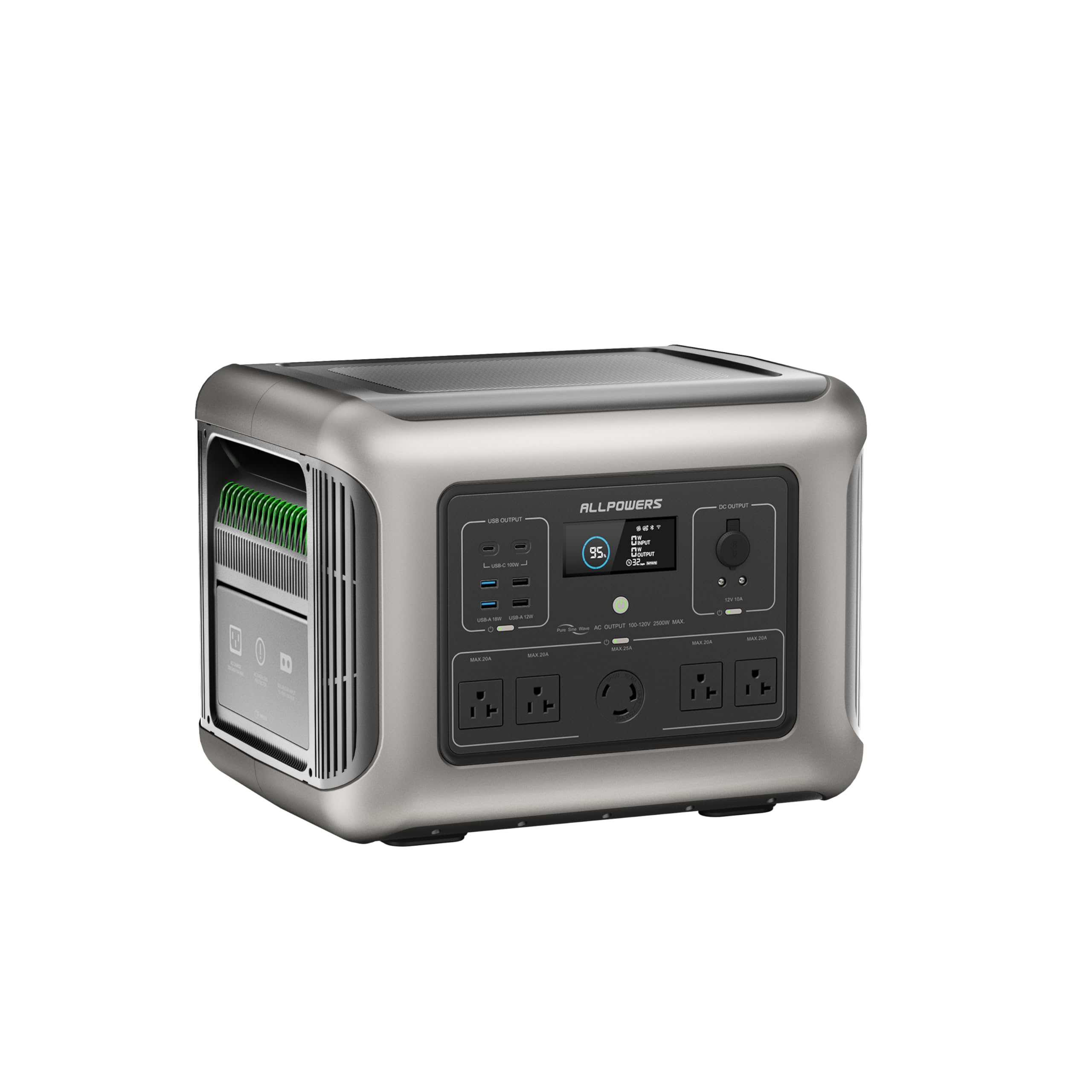 ALLPOWERS R2500 ポータブル電源 大容量 リン酸鉄リチウム電池 2016Wh バッテリー 2500W 瞬間最大4000W 家庭用 蓄電池 1時間フル充電 14ポート同時給電 5KWhまで容量拡張可能 UPS機能 MPPT制御 1000Wソーラー入力 アプリ操作 エコモード節電 省エネ 節電 家庭用キャンプ 車中泊 防災バックアップ電源 地震停電 非常用電源 50Hz/60Hz対応